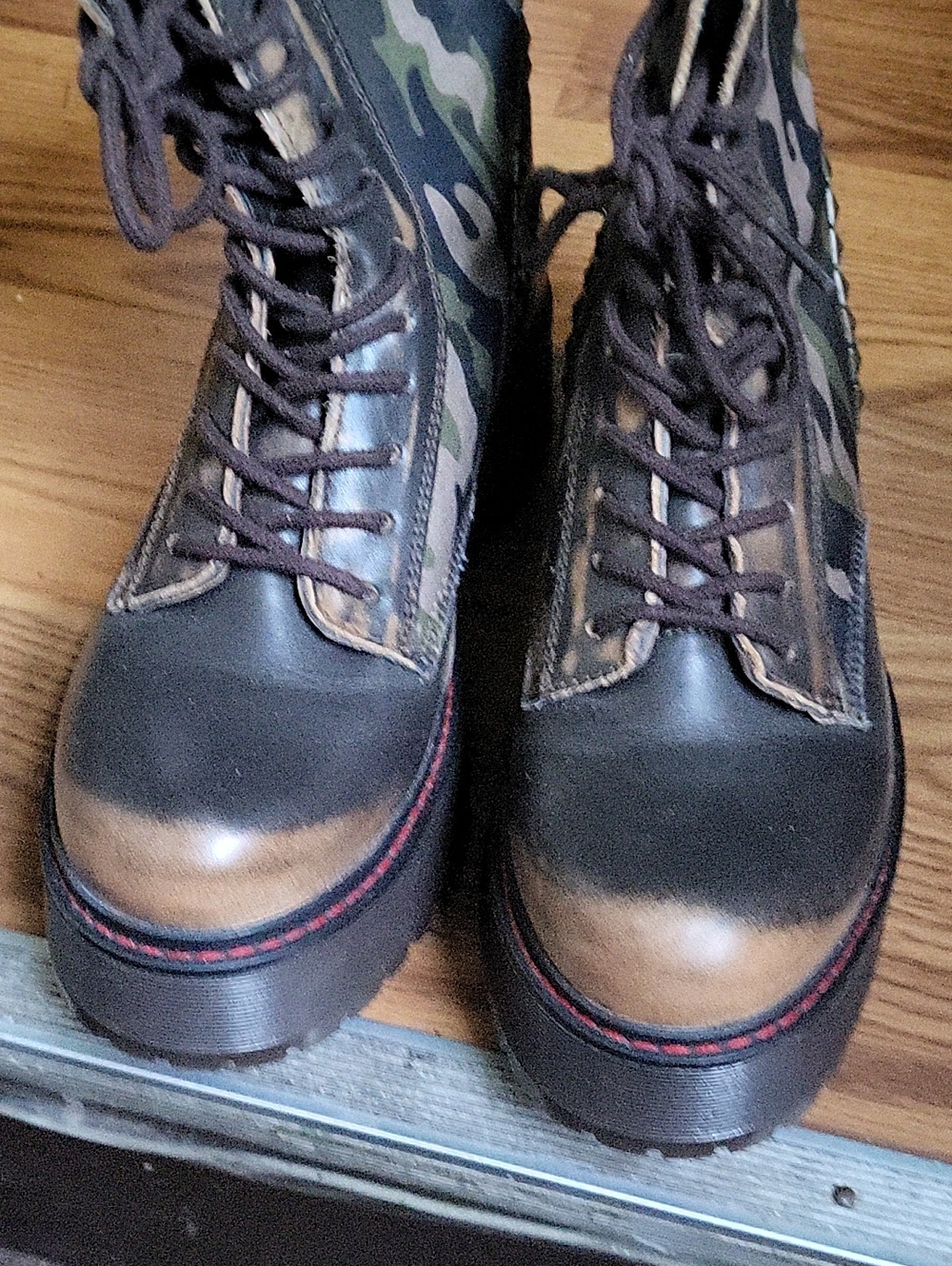 Steve Madden Women's Camo Combat Boots in Black, Brown & Green